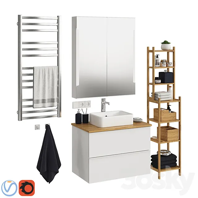 Ikea Godmorgon set 5 3D Model Ikea Godmorgon set 5 3D Model