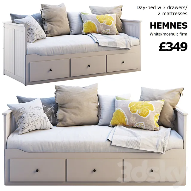 Ikea Hemnes bed 2 3D Model Ikea Hemnes bed 2 3D Model
