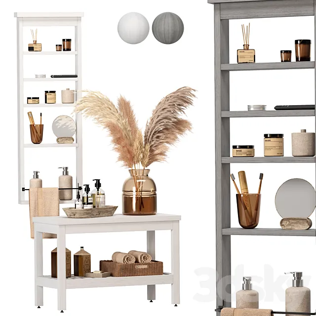 IKEA HEMNES bench set 3D Model IKEA HEMNES bench set 3D Model