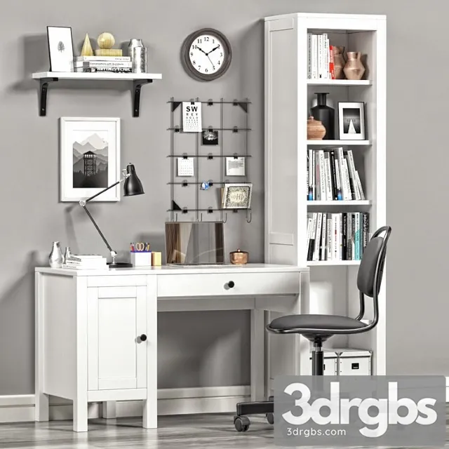Ikea hemnes workplace and bookcase 2 3D Model Download