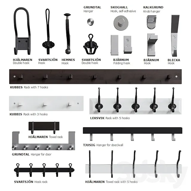 IKEA hooks and hangers 3DModel