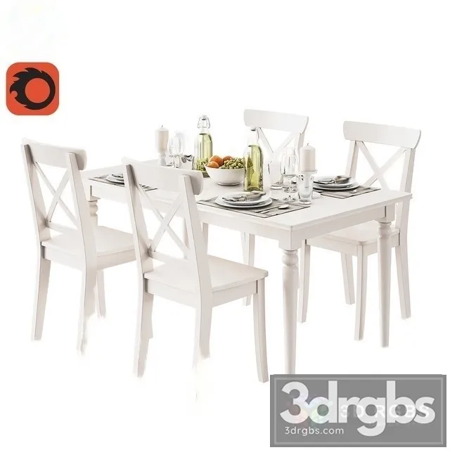 Ikea Ingatorp Table and Chair 3D Model Download