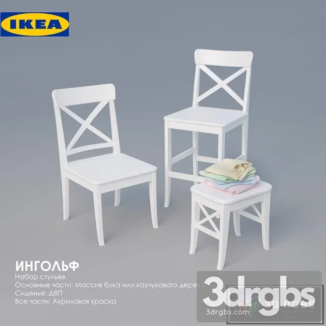 Ikea Ingolf Chair White 3D Model Download