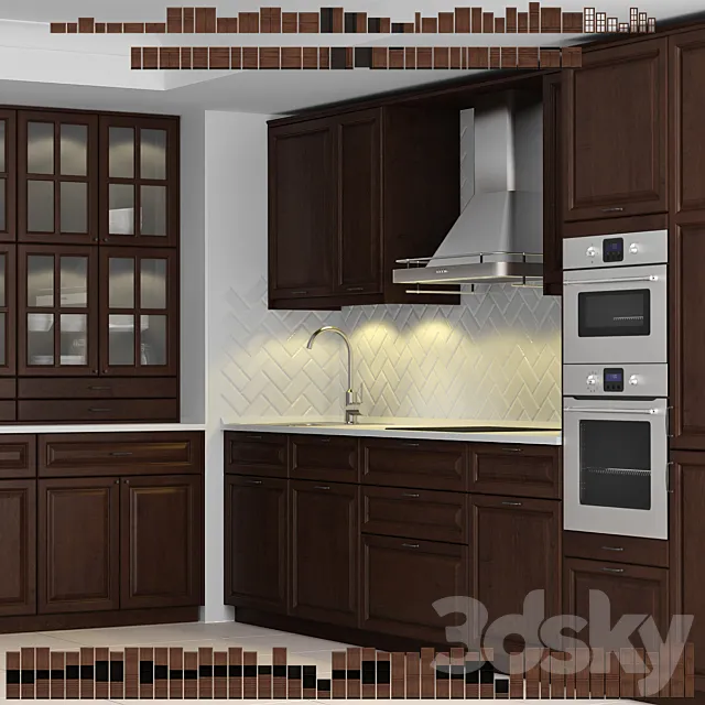 Ikea Kitchen with facades of Dalarna. 3DModel