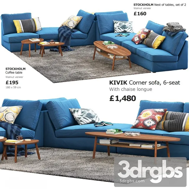 Ikea Kivik Scandinavian Sofa 3D Model Download