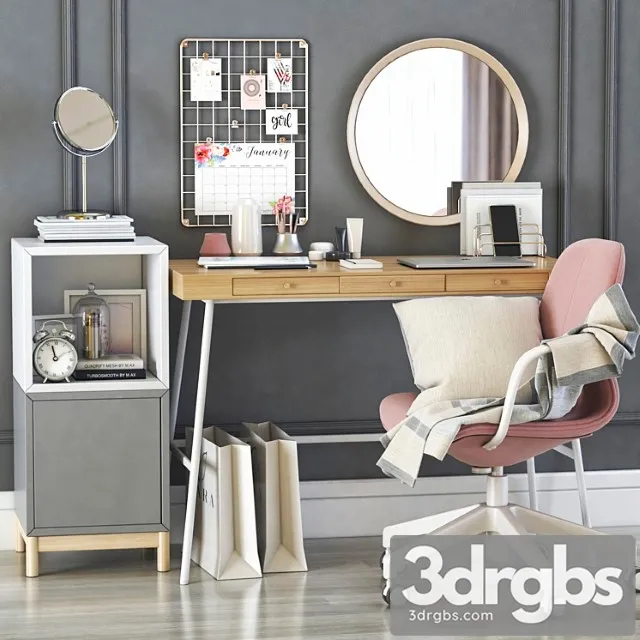 Ikea lillasen dressing table and workplace 2 3D Model Download
