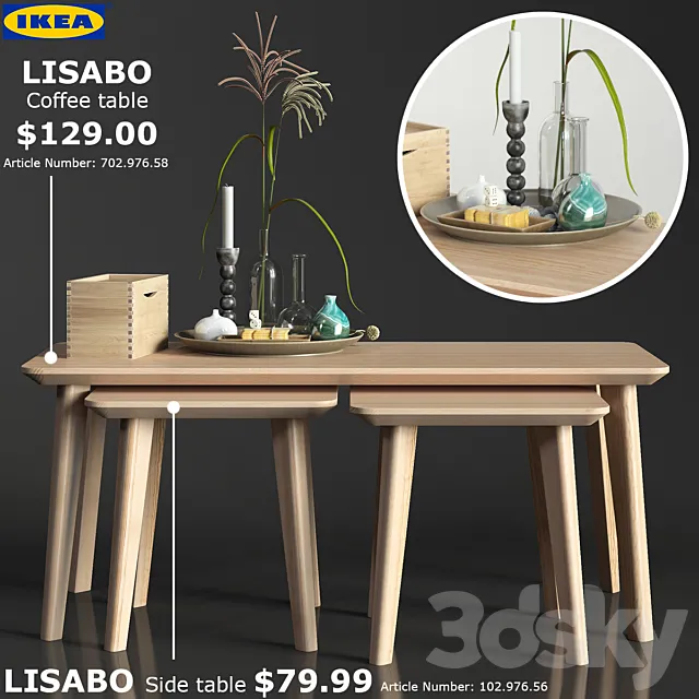 IKEA LISABO coffe table 3D Model