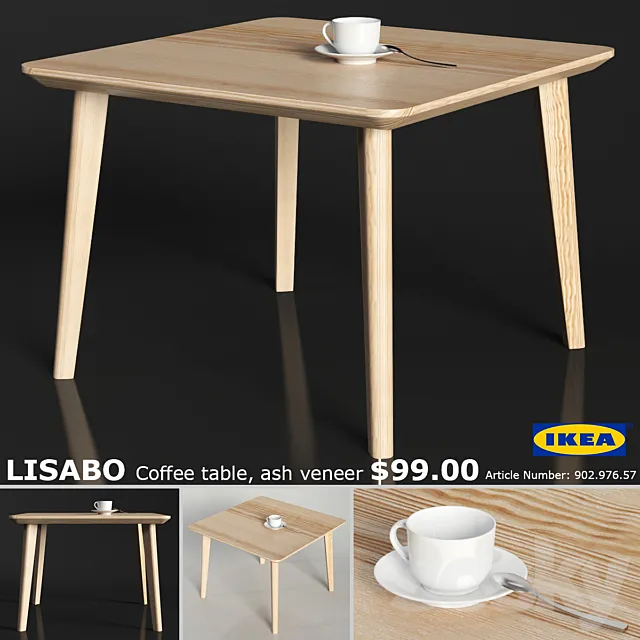 IKEA LISABO coffe table 70cm 3D Model