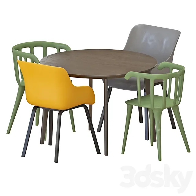 IKEA LISABO Table And Chairs set 2 3D Model IKEA LISABO Table And Chairs set 2 3D Model