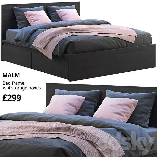 Ikea malm bed 3 3D Model Ikea malm bed 3 3D Model