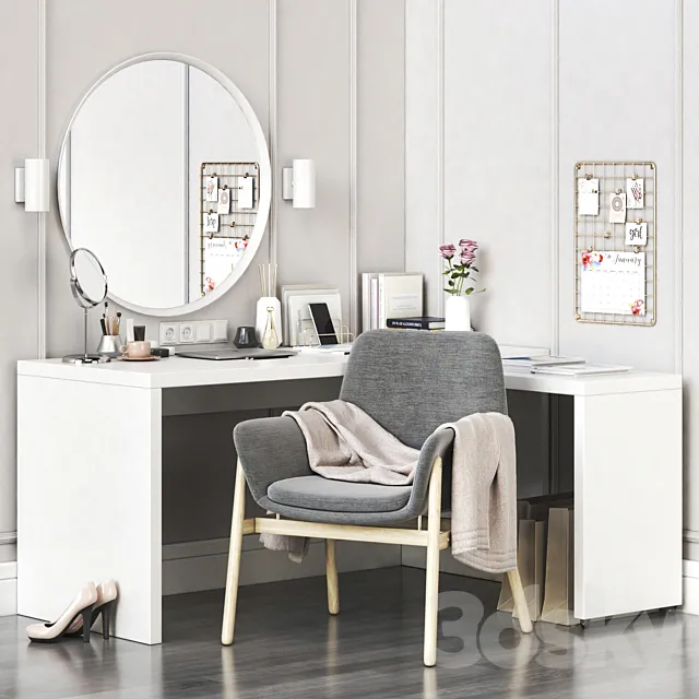 IKEA MALM corner dressing table and workplace 3D Model IKEA MALM corner dressing table and workplace 3D Model