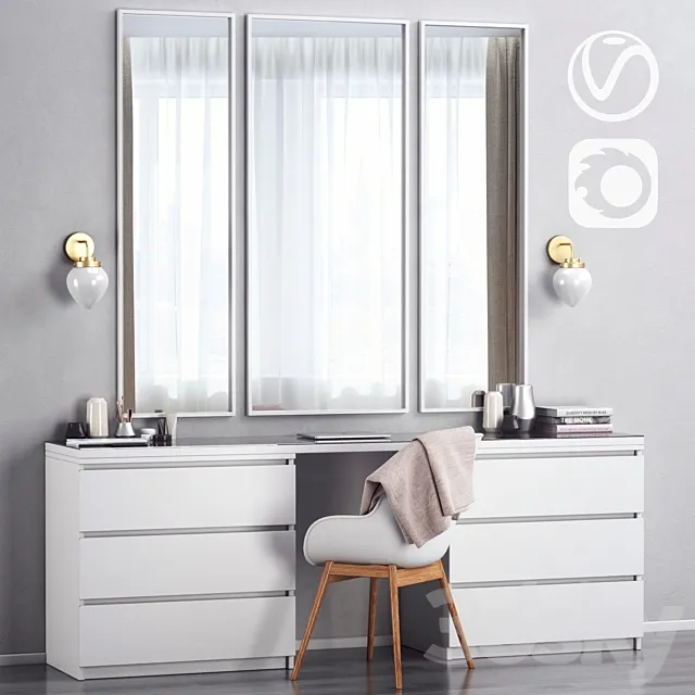 IKEA MALM Dressing Table 3D Model IKEA MALM Dressing Table 3D Model