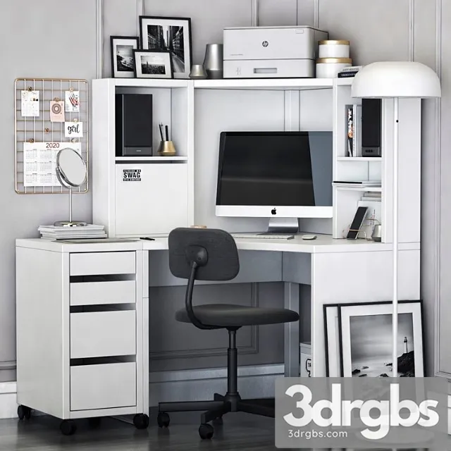 Ikea micke corner workplace 2 3D Model Download