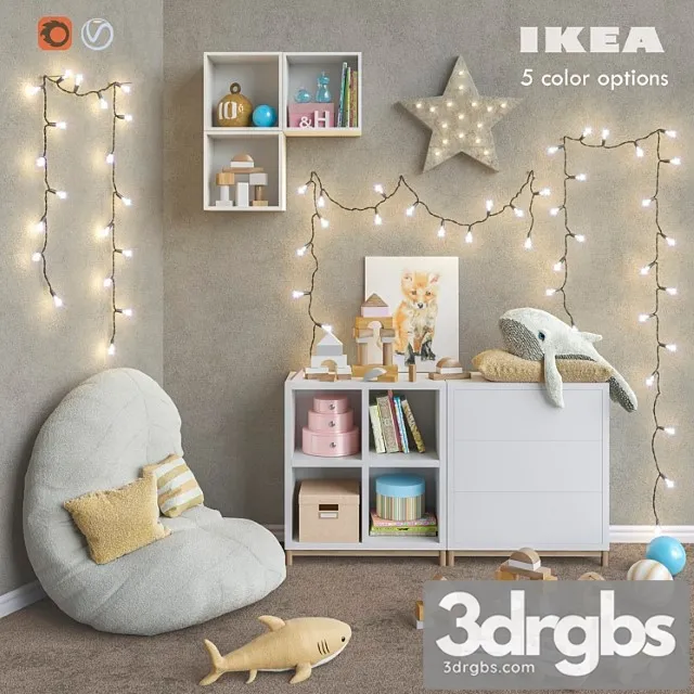 Ikea Modular Furniture Accessories Decor and Toys Set 6 3D Model Download