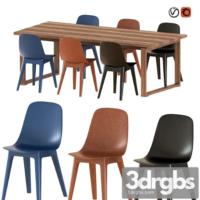 Ikea mörbylånga table & odger chairs 2 3D Model Download