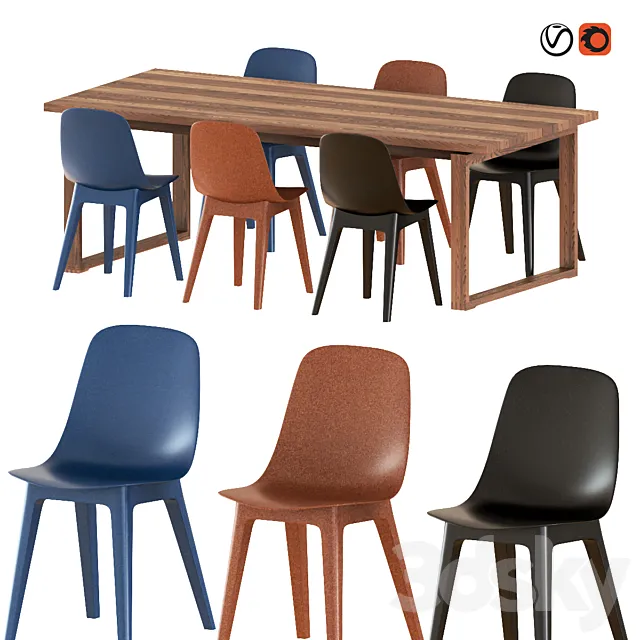 Ikea Mörbylånga Table & Odger Chairs 3D Model