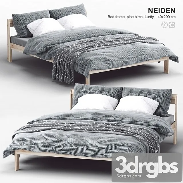 Ikea neiden bed frame pine birch luröy 2 3D Model Download