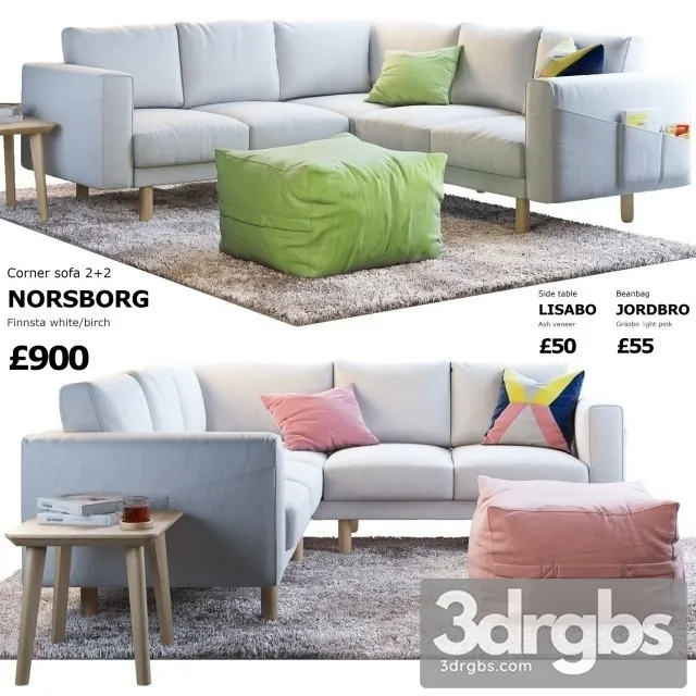 Ikea Norsborg Coner Sofa 3D Model Download