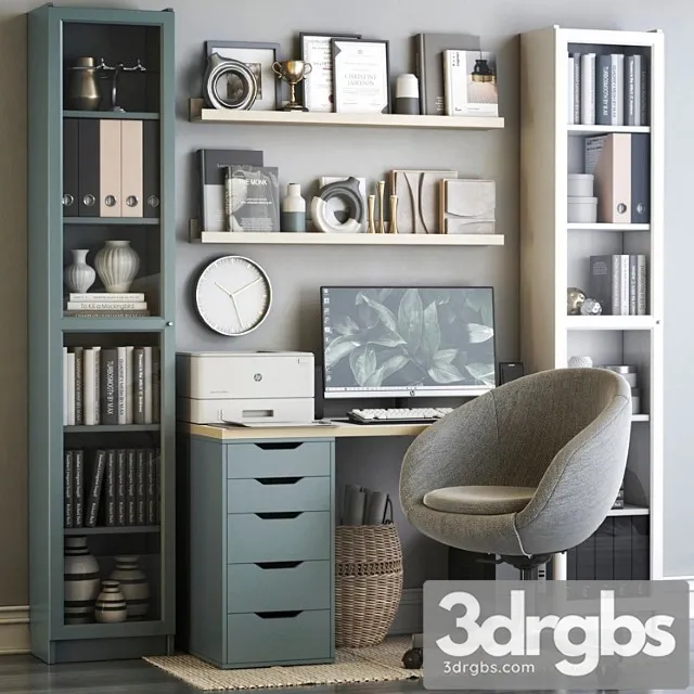 Ikea office workplace 105 2 3D Model Download