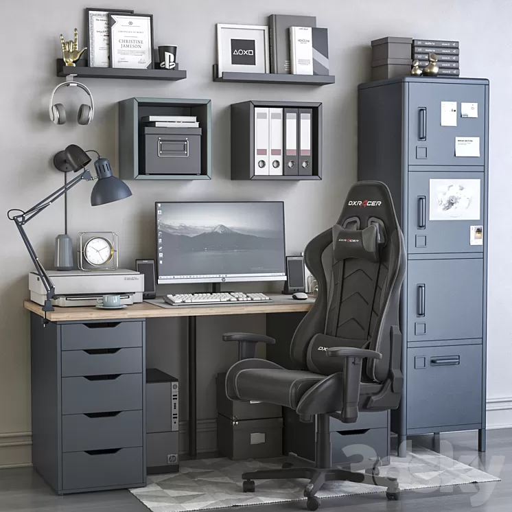 IKEA office workplace 130 3D Model Free Download