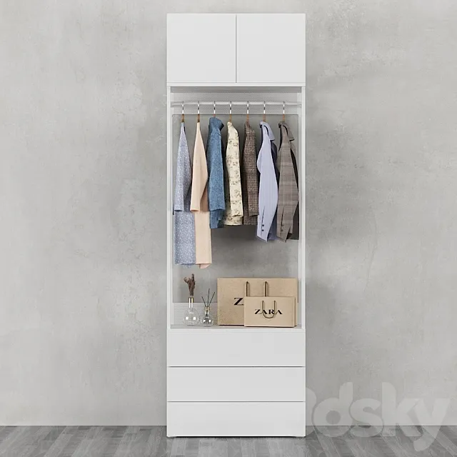 Ikea | Ophus Wardrobe 2-Door and 3 Drawers 3D Model