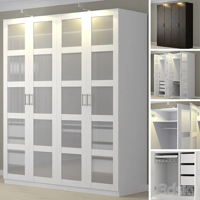 Ikea Pax Wardrobe Bergsbu 3D Model