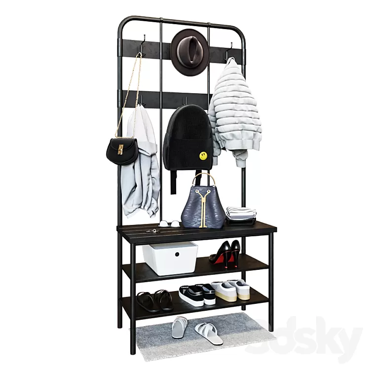 IKEA PINNIG Hanger with shoe section 3D Model IKEA PINNIG Hanger with shoe section 3D Model