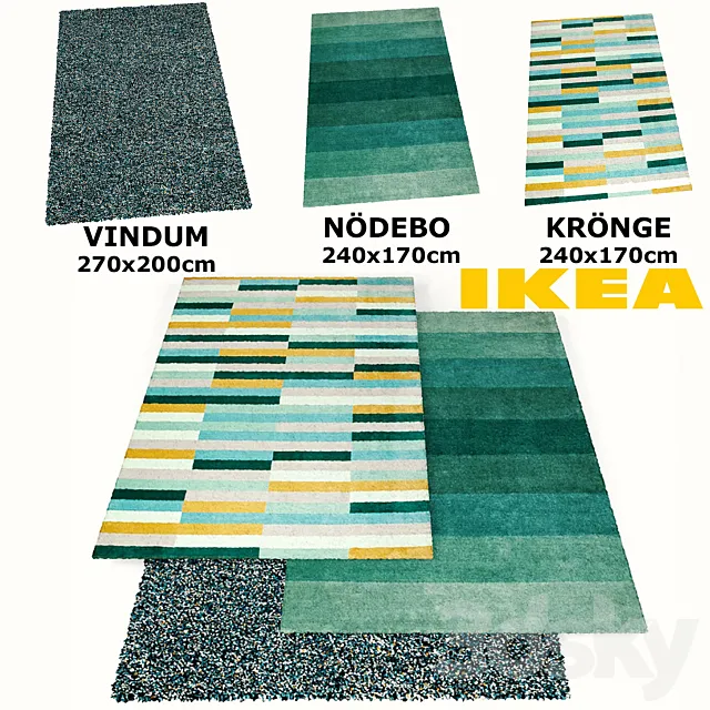 IKEA RUGS SET (VINDUM KRONGE NODEBO) 3D Model IKEA RUGS SET (VINDUM KRONGE NODEBO) 3D Model