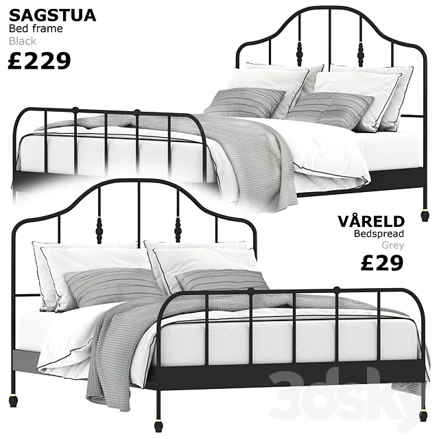 IKEA SAGSTUA Bed 3D Model IKEA SAGSTUA Bed 3D Model