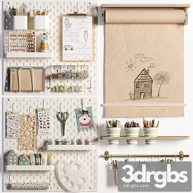 Ikea Skadis Pegboard For Teenagers And Kids 02 3D Model Download