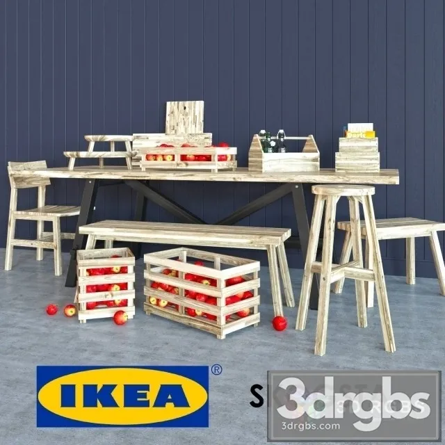 Ikea Skogsta Table and Chair 3D Model Download