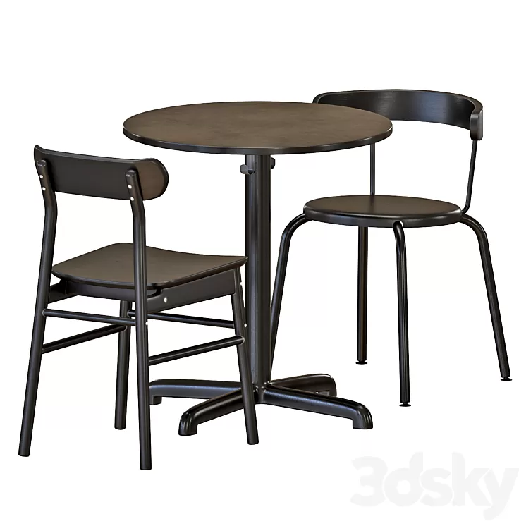 IKEA STENSELE Table and Chairs 3D Model