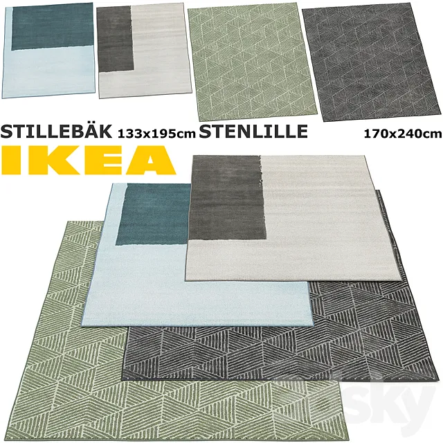 IKEA STILLEBAK STENLILLE RUG SET 3D Model IKEA STILLEBAK STENLILLE RUG SET 3D Model