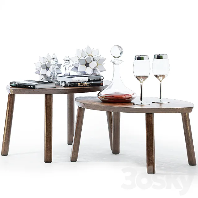 IKEA \ STOCKHOLM \ Set of tables 2 pcs. + Decor. 3D Model IKEA \ STOCKHOLM \ Set of tables 2 pcs. + Decor. 3D Model