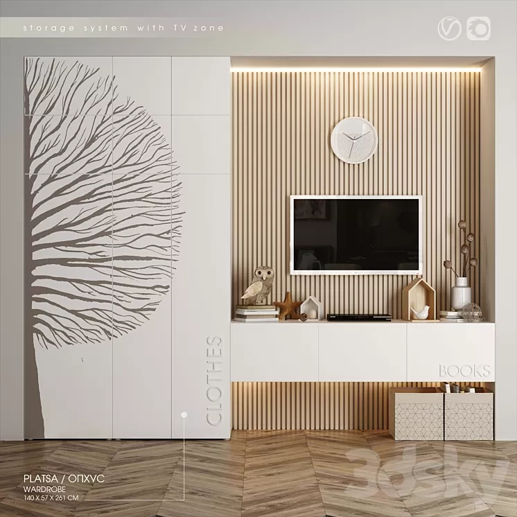 IKEA storage system with TV zone 3D Model IKEA storage system with TV zone 3D Model