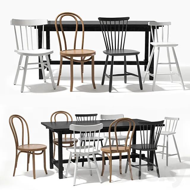 IKEA table and chairs 3D Model