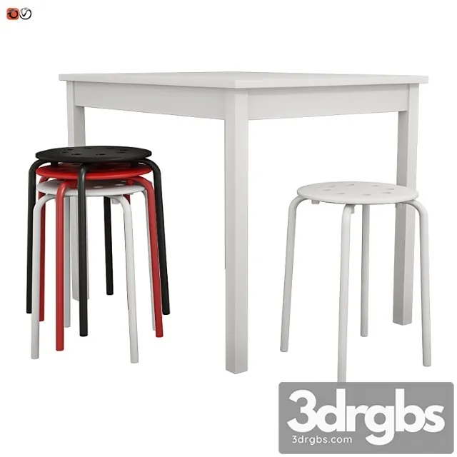 Ikea table olmstad and chair-stool marius 2 3D Model Download