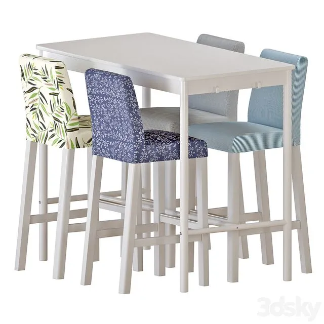 IKEA TOMMARYD Table And BERGMUND Bar stools 3D Model IKEA TOMMARYD Table And BERGMUND Bar stools 3D Model