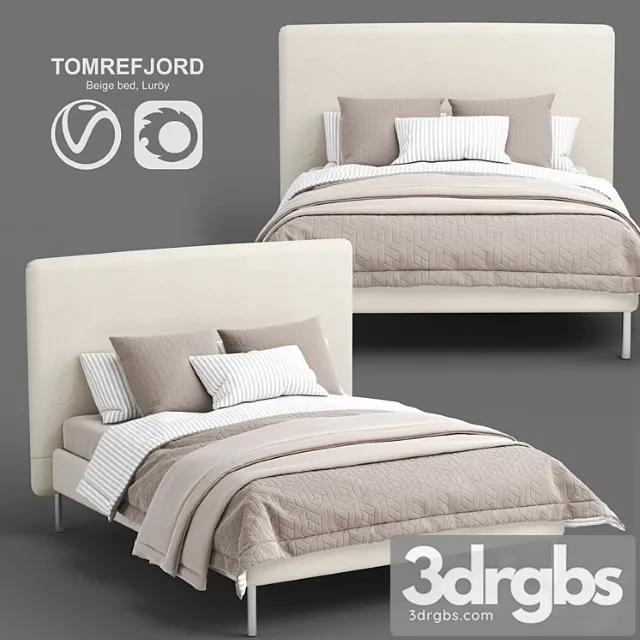 Ikea Tomrefjord Beige Bed Luroy 3D Model Download