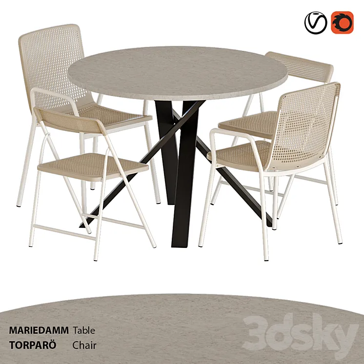 IKEA TORPARÖ chairs and MARIEDAMM table 3D Model Free Download