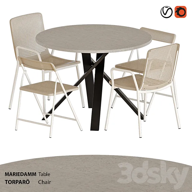 IKEA TORPARÖ chairs and MARIEDAMM table 3D Model