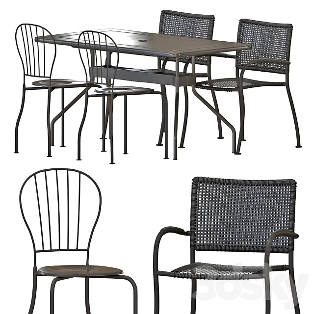 IKEA VIHOLMEN Table And Chairs 3D Model IKEA VIHOLMEN Table And Chairs 3D Model