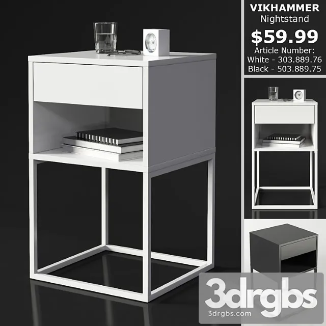 Ikea vikhammer nightstand 2 3D Model Download