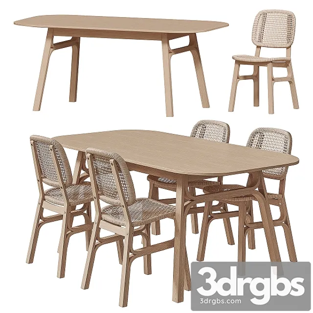 IKEA VOXLOV Dining Table and Chair 3D Model Download