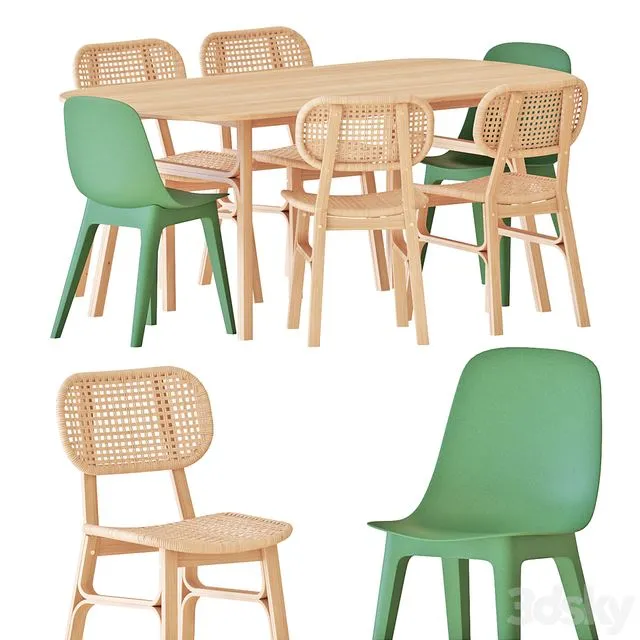 IKEA VOXLOV table and chairs 3D Model