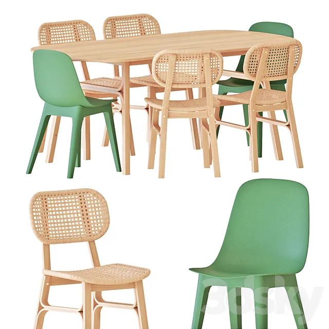 IKEA VOXLOV table and chairs 3D Model