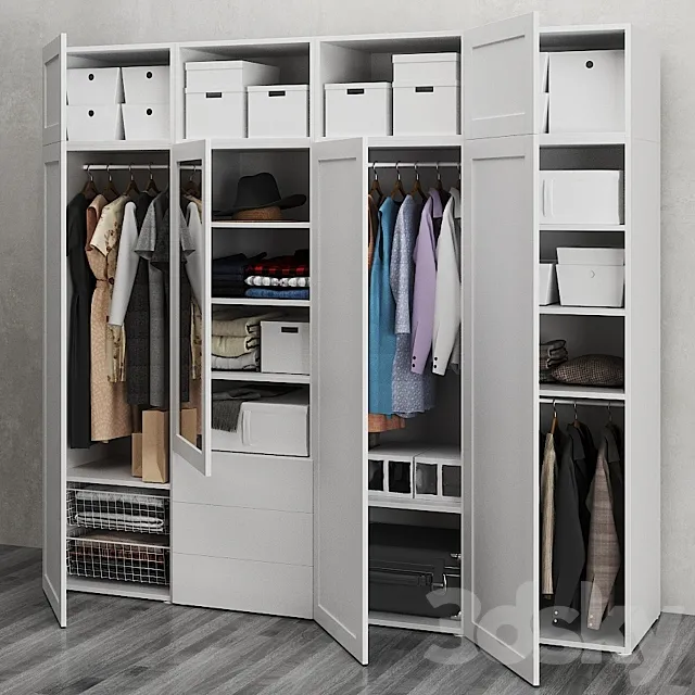 IKEA Wardrobe with 7 doors and 3 drawers OPHUS 3D Model