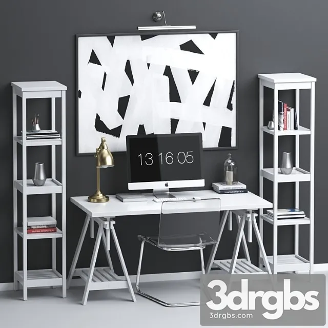 Ikea workplace set 2 3D Model Download