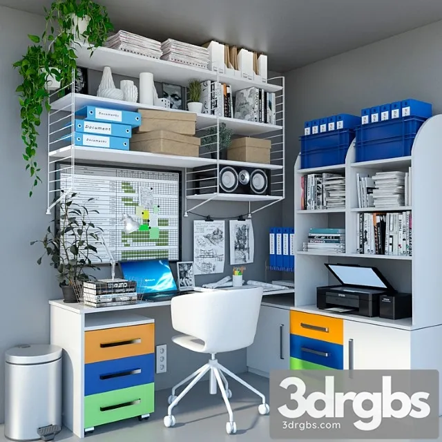 Ikea workplace workspace 2 3D Model Download