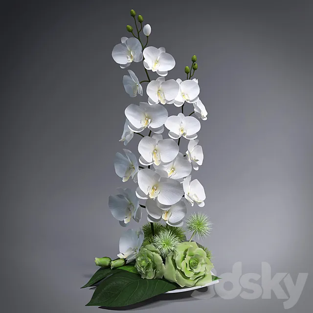 Ikebana with orchids 3D Model Ikebana with orchids 3D Model